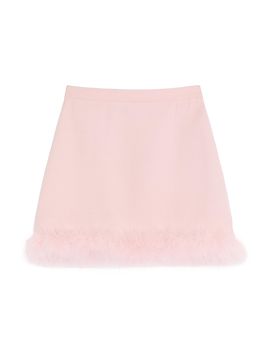 Valentino Garavani Women's Short Crepe Couture Skirt with Feathers