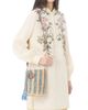 Valentino Garavani Women's Small Bucket Bag in Striped Raffia - 3