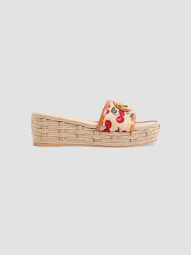 Valentino Garavani Women's VLogo Signature 60MM Flatform Sandals in Jacquard Raffia