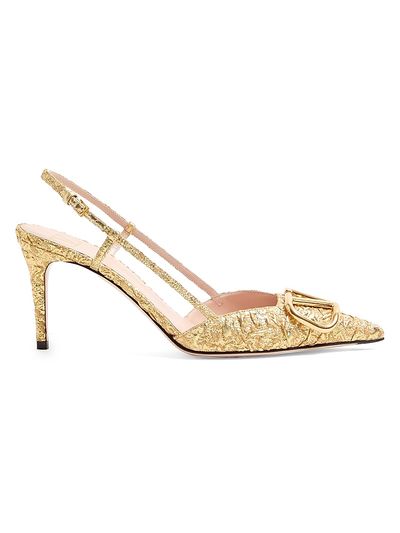 Valentino Garavani Women's VLogo Signature 80MM Slingback Pumps in Cloqué Jacquard Fabric
