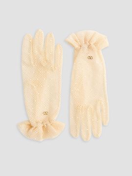 Valentino Garavani Women's VLogo Signature Gloves in Cotton and Tulle