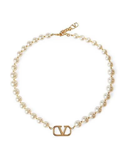 Valentino Garavani Women's VLogo Signature Metal Necklace With Swarovski Pearls
