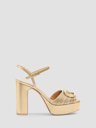 Valentino Garavani Women's VLogo Signature Metallic Platform 115MM Sandals