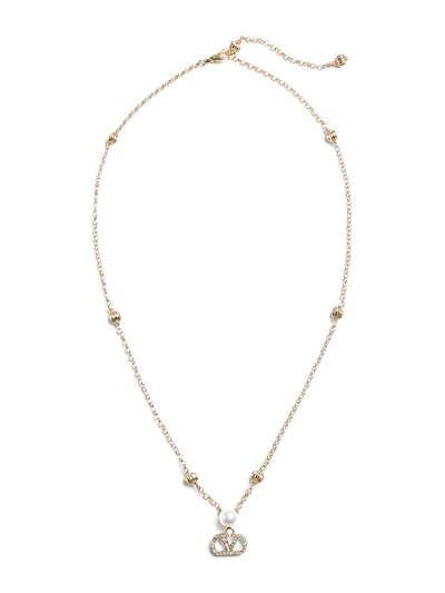 Valentino Garavani Women's VLogo Signature Necklace in Metal, Pearl and Swarovski Crystals