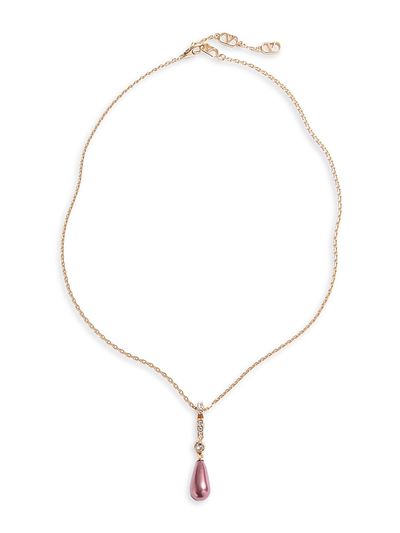 Valentino Garavani Women's VLogo Signature Necklace in Metal, Swarovski Crystals and Glass Drops