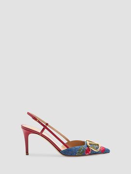 Valentino Garavani Women's VLogo Signature Slingback 80MM Pumps in Denim