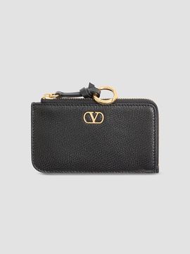Valentino Garavani Women's Zip-Around Charm Card Holder in Grainy Calfskin