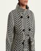 Valentino Garavani Zigzag Double-Breasted Belted Long Coat - 5