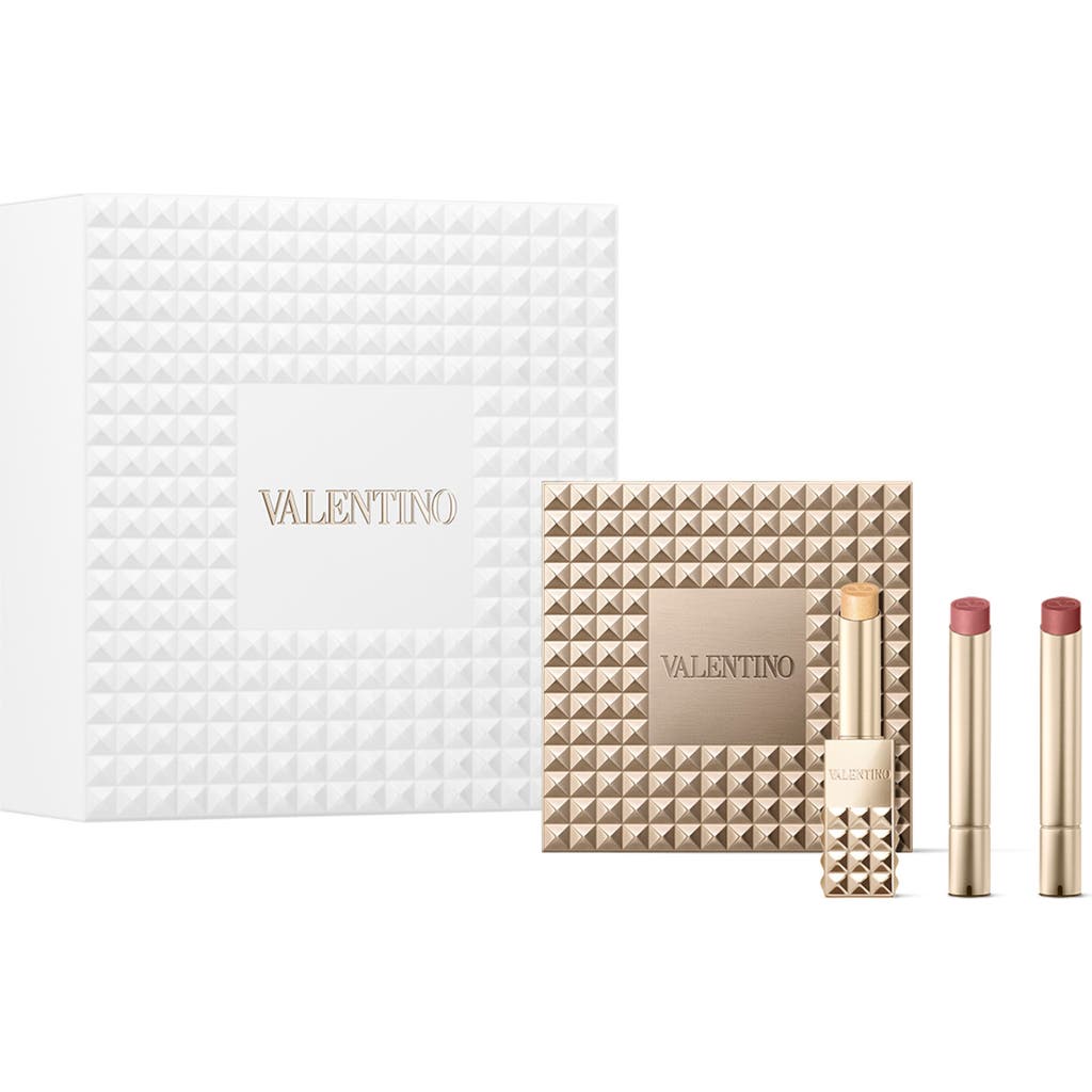 Valentino Spike Valentino Buttery Matte Refillable Lipstick Trio & Clutch $108 Value 