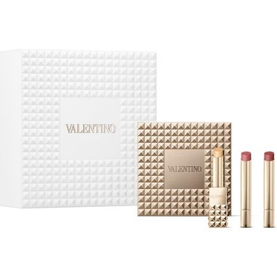 Valentino Spike Valentino Buttery Matte Refillable Lipstick Trio & Clutch $108 Value 