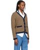 Valentino Valentino Beige & Navy Jacquard Logo Wool Cardigan - 2