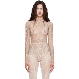 Valentino Valentino Beige Floral Lace Bodysuit