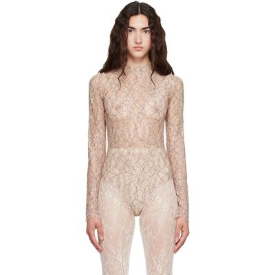 Valentino Valentino Beige Floral Lace Bodysuit