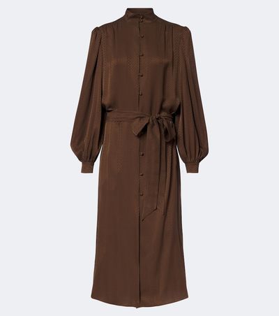 Valentino Valentino Belted chevron jacquard silk midi dress
