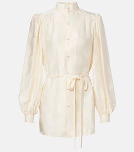 Valentino Valentino Belted silk jacquard shirt