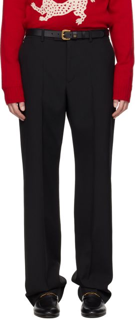 Valentino Valentino Black Creased Virgin Wool Trousers