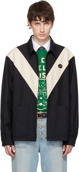 Valentino Valentino Black VLogo Signature Diagonal Wool Jacket