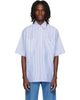 Valentino Valentino Blue & White Striped Cotton Linen Shirt - 1
