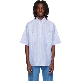 Valentino Valentino Blue & White Striped Cotton Linen Shirt
