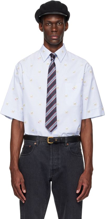 Valentino Valentino Blue Cotton Oxford 'Le Chat De La Maison' Shirt