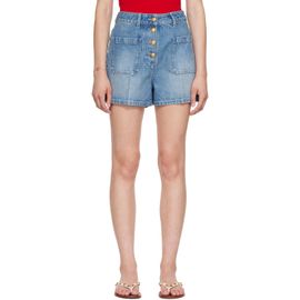 Valentino Valentino Blue Patch Pocket Denim Shorts