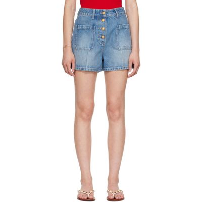 Valentino Valentino Blue Patch Pocket Denim Shorts