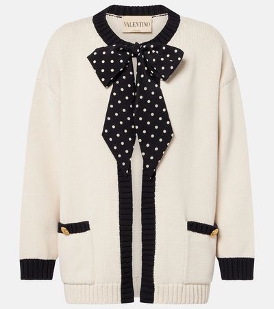 Valentino Valentino Bow-detail cotton-blend cardigan