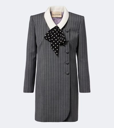 Valentino Valentino Bow-detail pinstripe virgin wool blazer dress