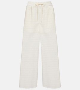 Valentino Valentino Broderie anglaise cotton wide-leg pants