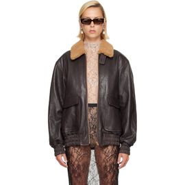 Valentino Valentino Brown Leather Bomber Jacket