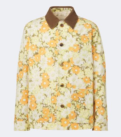 Valentino Valentino Corduroy-trimmed floral denim jacket