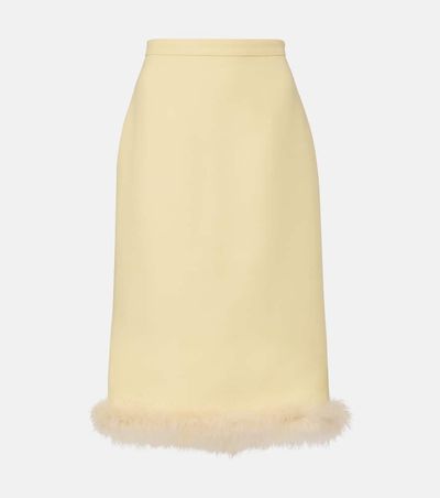 Valentino Valentino Crepe Couture feather-trimmed pencil skirt