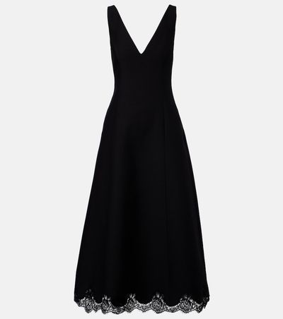 Valentino Valentino Crepe Couture lace-trimmed midi dress