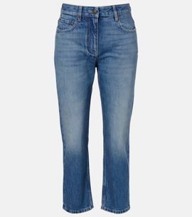 Valentino Valentino Cropped faded straight jeans