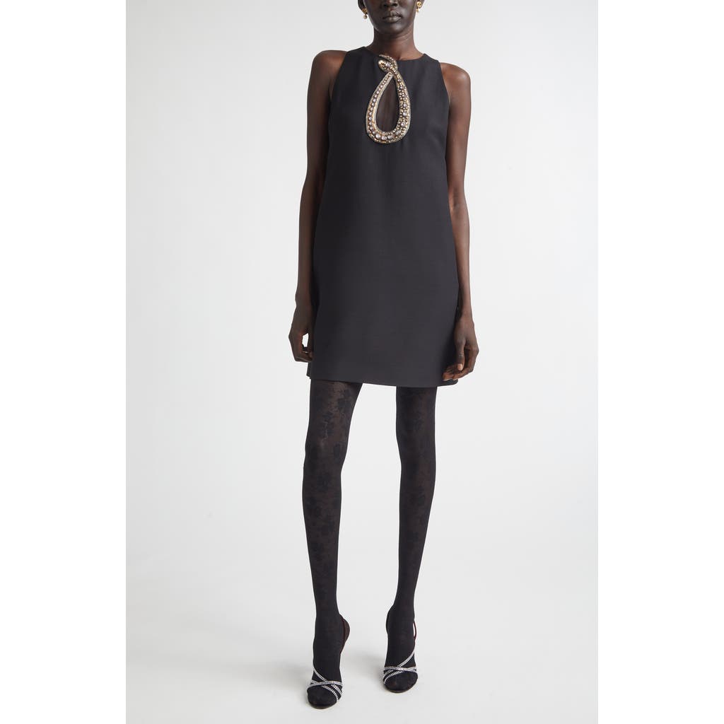 Valentino Valentino Crystal Embellished Snake Crepe Couture Minidress