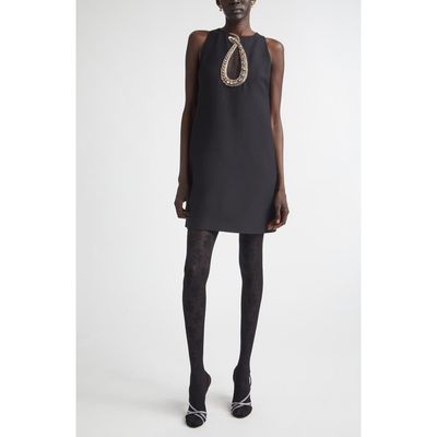 Valentino Valentino Crystal Embellished Snake Crepe Couture Minidress