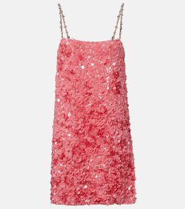 Valentino Valentino Embellished silk chiffon slip dress