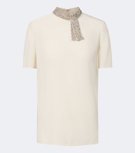 Valentino Valentino Embellished silk crêpe de chine top
