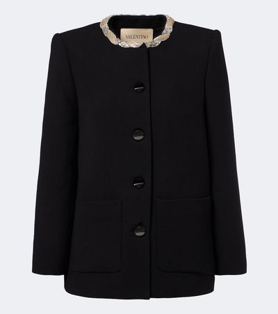 Valentino Valentino Embellished virgin wool crêpe jacket