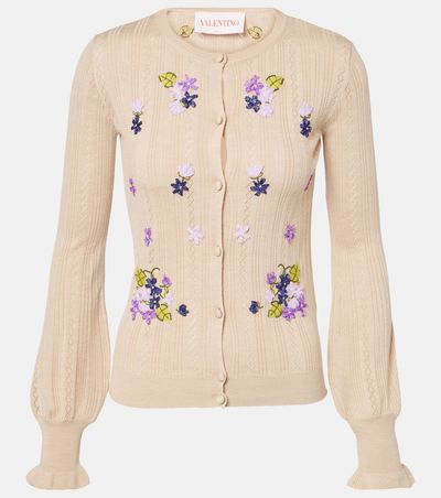 Valentino Valentino Embroidered virgin wool cardigan