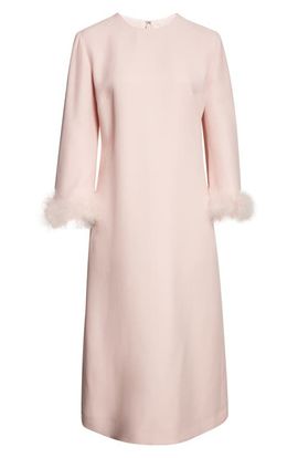 Valentino Valentino Feather Cuff Crepe Couture Midi Dress