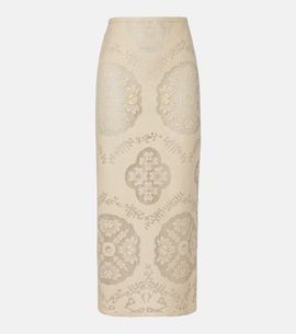 Valentino Valentino Floral cotton-blend midi skirt