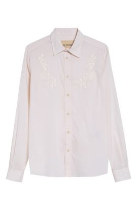 Valentino Valentino Floral Embroidered Cotton Button-Up Shirt