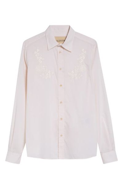 Valentino Valentino Floral Embroidered Cotton Button-Up Shirt