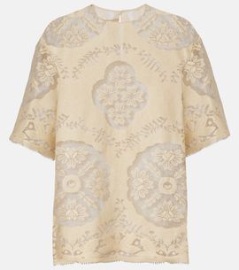 Valentino Valentino Floral knitted cotton-blend top