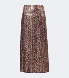 Valentino Valentino Floral pleated silk-blend lamé midi skirt