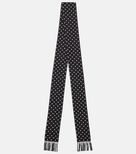 Valentino Valentino Fringed polka-dot silk scarf