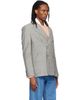 Valentino Valentino Gray Double-Breasted Mohair Wool Check Blazer - 2