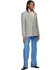 Valentino Valentino Gray Double-Breasted Mohair Wool Check Blazer - 4