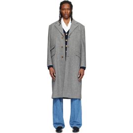 Valentino Valentino Gray Wool Herringbone Coat